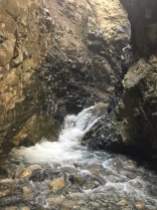 A unique waterfall within a cave.
